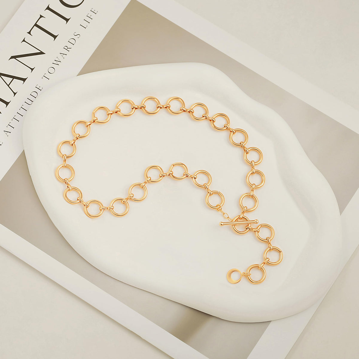 Aobei Pearl 18K Gold Plated Paperclip Chain Choker Satellite Chain Freshwater Cultured Biwa Pearl Pendant Necklace Dainty Turquoise Jewelry for Women