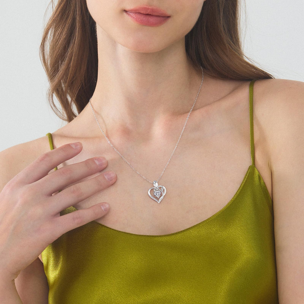 Women's Heart Pendant Necklace – 1.2CT Moissanite or Lab-Grown Sapphire, Ruby & Emerald
