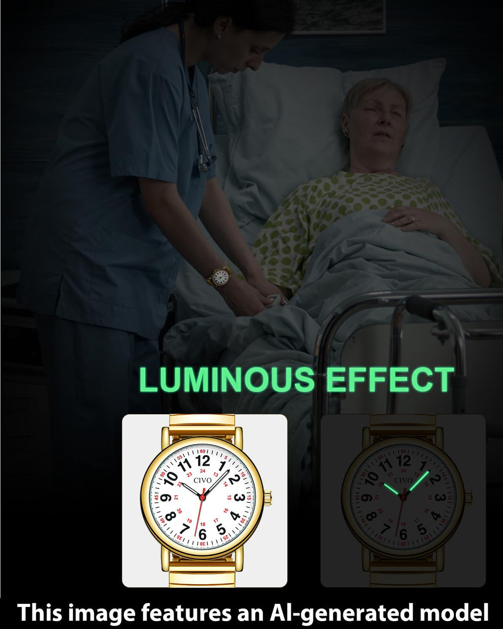 CIVO Nurse Watches for Women Men: Analog Waterproof Watch with Easy Read Dial Second Hand - Gifts for Nurses Medical Student Doctors