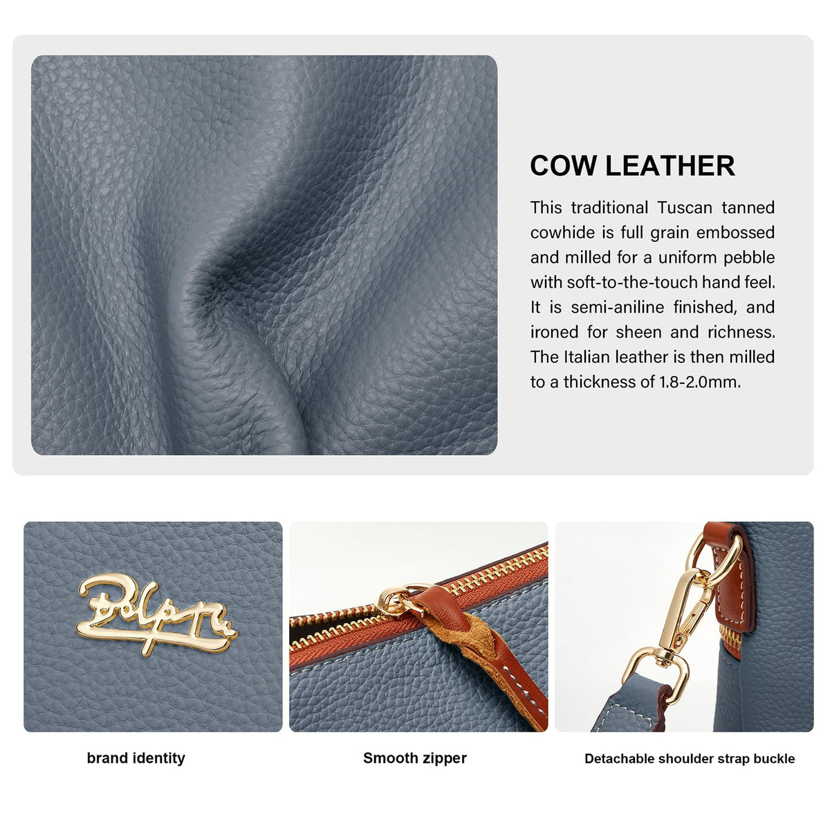 BOYATU Leather Crossbody Bag for Women: Designer Shoulder Purse for Travel - Trendy Genuine Leather Handbag for Everyday