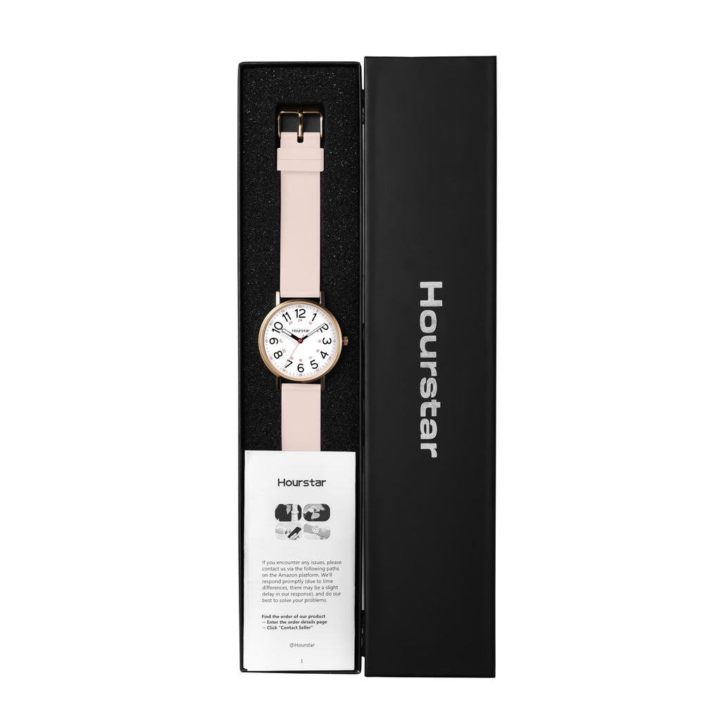 Women's Analog Nurse Watch with Second Hand for Nursing, 12/24 Time, Silicone Band, Easy Read
