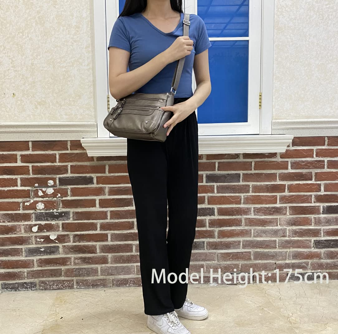 ELDA 10 Pockets Crossbody Purses for Women Medium Pocketbooks Lightweight Ladies Satchel Bag Multi Pocket Shoulder Handbag