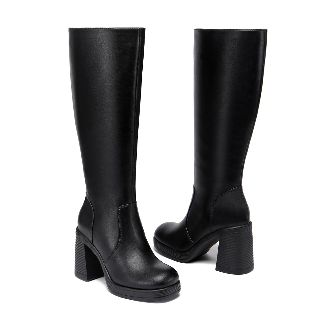 Glamnest Platform Knee High Boots for Women Chunky Heel square Toe Leather Long Boots Side Zipper Tall Boots White Boots 11Glamnest Platform Knee High Boots for Women Chunky Heel square Toe Leather Lo…open box.