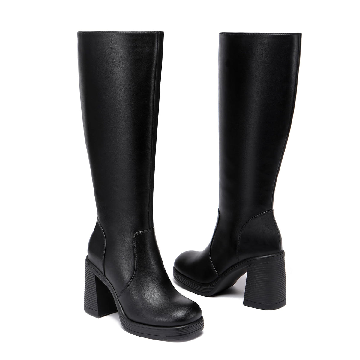 Glamnest Platform Knee High Boots for Women Chunky Heel square Toe Leather Long Boots Side Zipper Tall Boots White Boots 11Glamnest Platform Knee High Boots for Women Chunky Heel square Toe Leather Lo…open box.