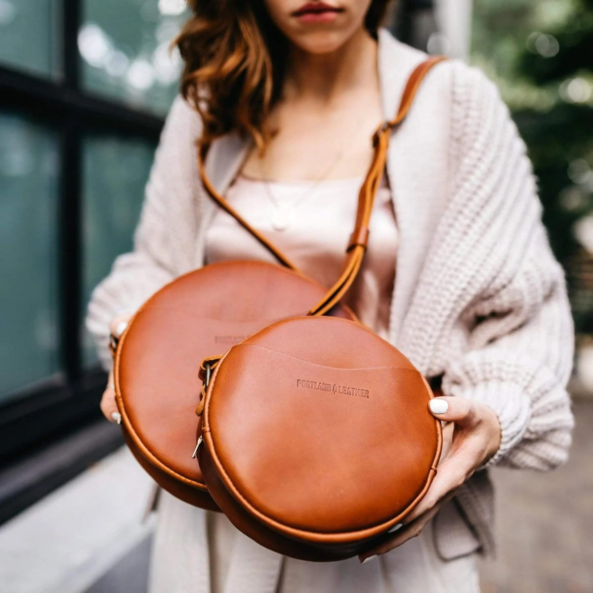 Portland Leather Goods Circle Crossbody Bag for Women – Handmade from the Finest Full-Grain Hides