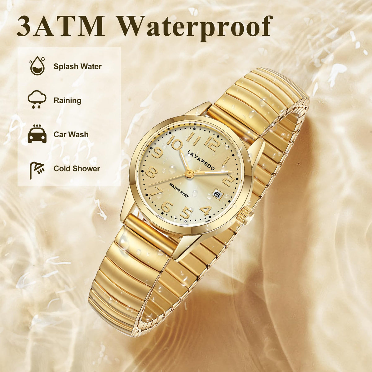 Elegant Gold Watches for Women Small Analog Watch, Waterproof Ladies Watches with Stainless Steel Expansion Band and Luminous Dial - Fashionable Christmas & Birthday Gifts for Women
