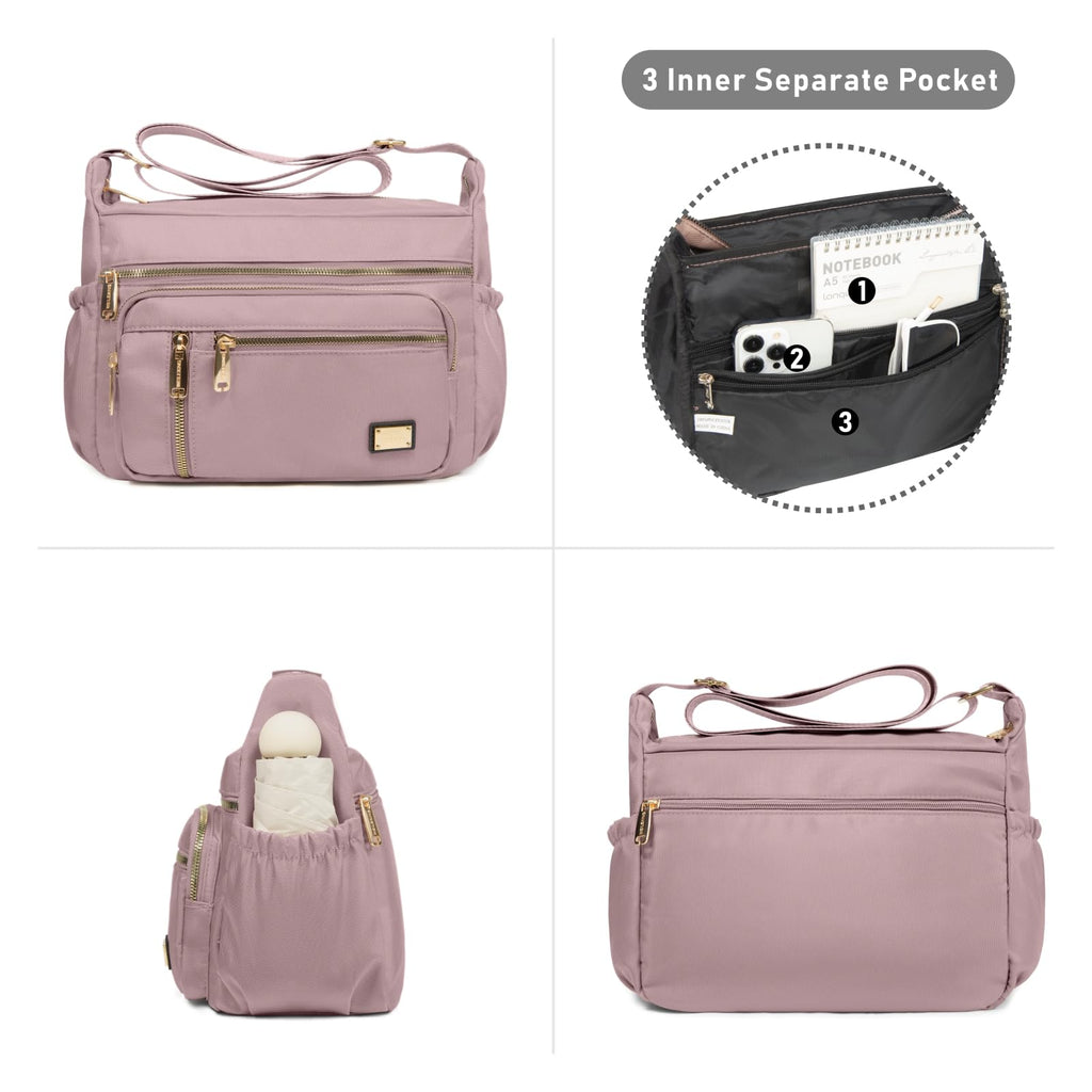 NPBAG Crossbody Bag for Women, Shoulder Purse Handbag Messenger Bag, Trendy Pocketbooks, Waterproof and Multi-Pockets