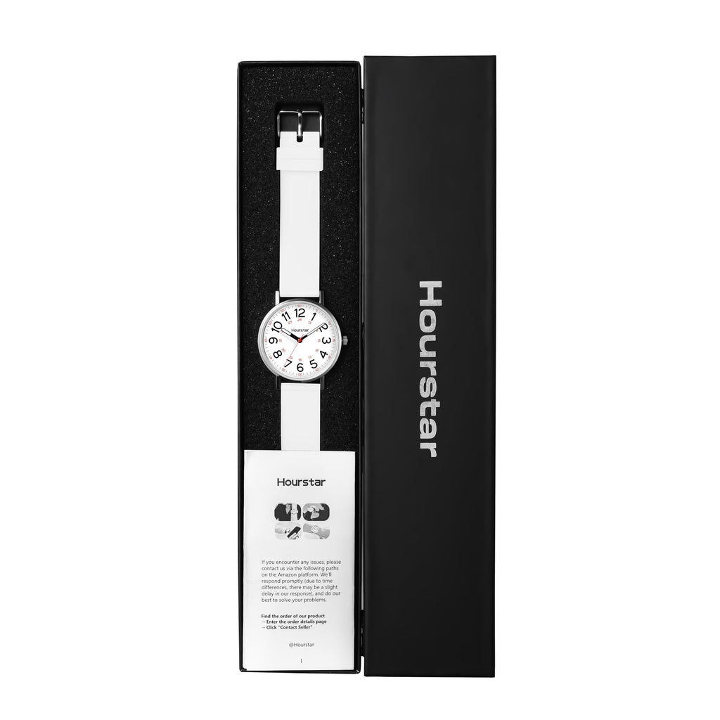 Women's Analog Nurse Watch with Second Hand for Nursing, 12/24 Time, Silicone Band, Easy Read