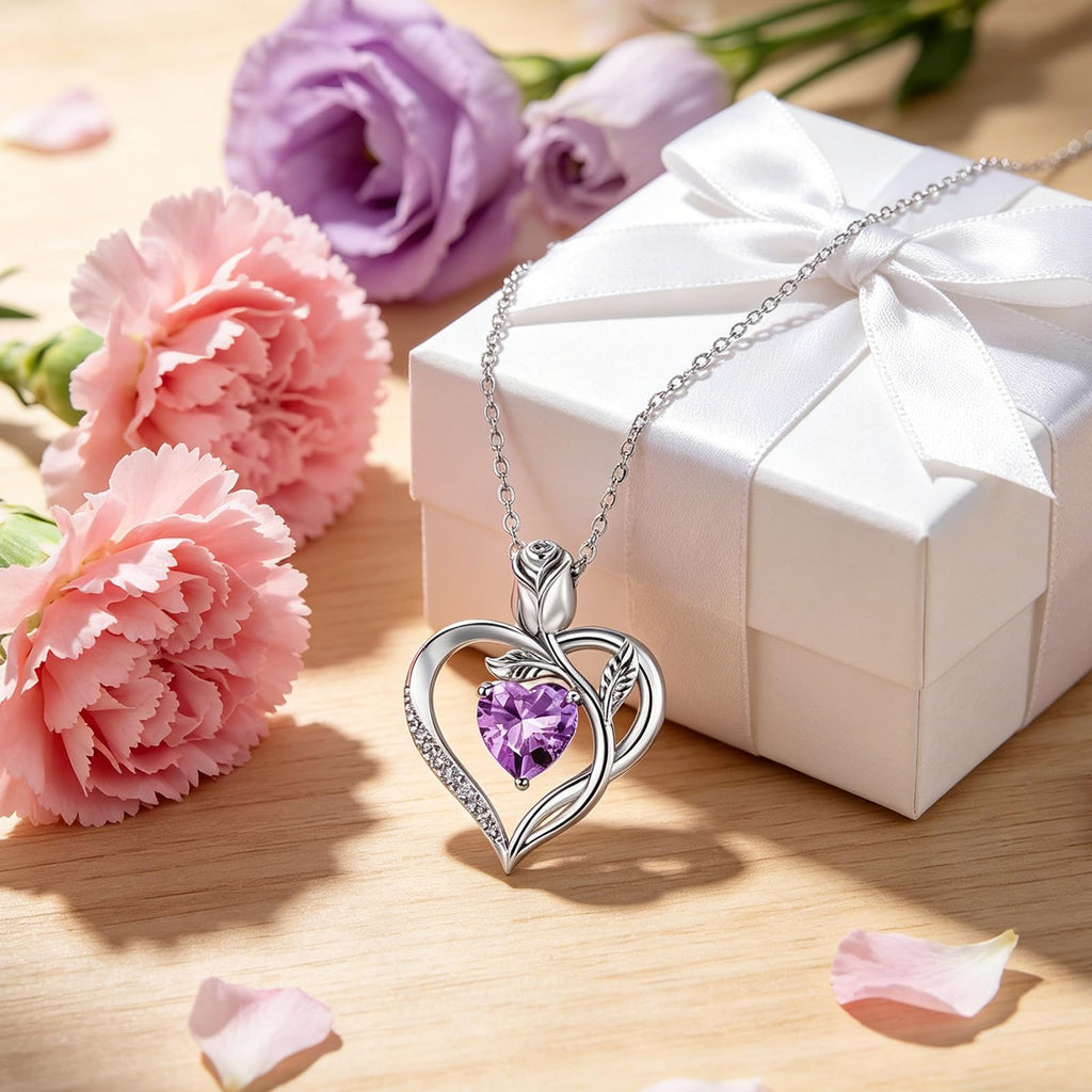 Women's Heart Pendant Necklace – 1.2CT Moissanite or Lab-Grown Sapphire, Ruby & Emerald