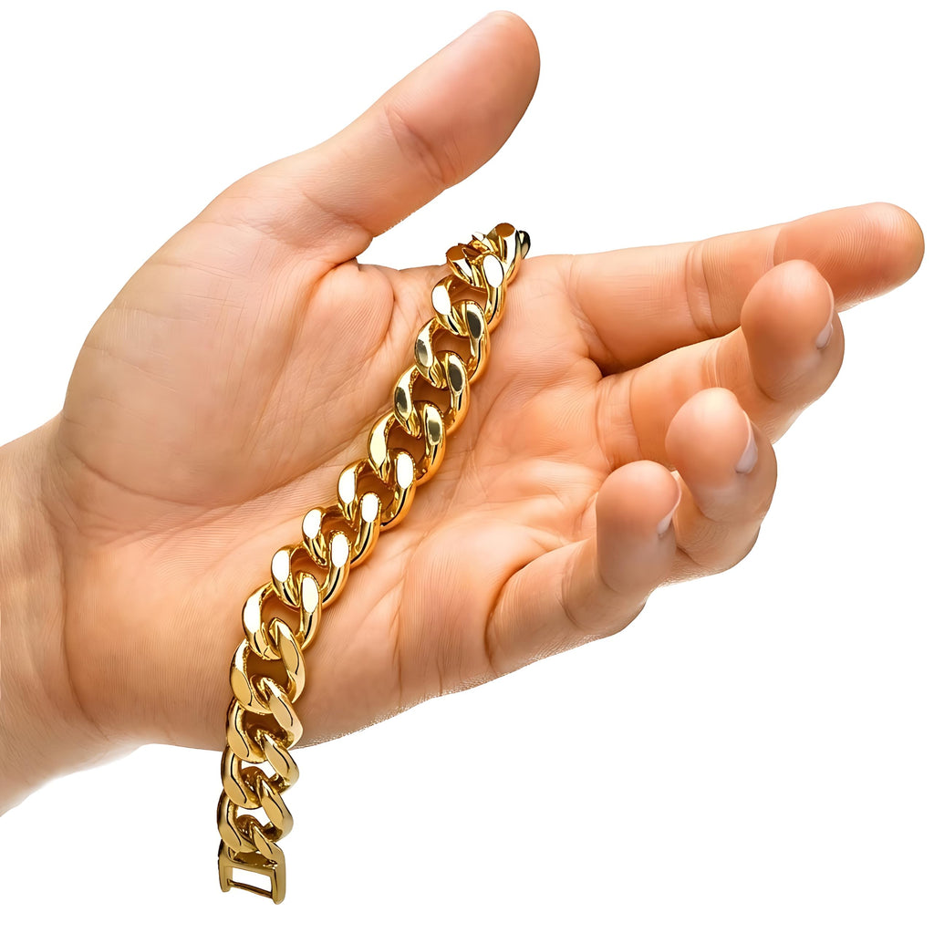 UNCLE LOL Premium Gold Cuban Link Bracelet – Tarnish-Resistant Gold-Plated Stainless Steel