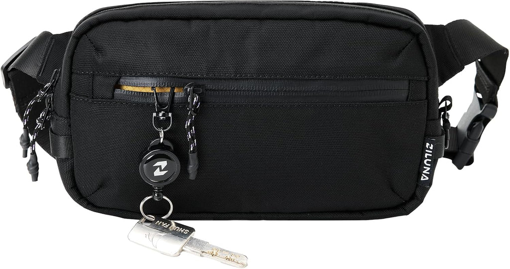 2L Sling Bag for Men & Women - Anti-Theft RFID Blocking Fanny Pack with Lockable Zippers, Water Resistant Lightweight Crossbody Bag for Travel Hiking Running Gym Walking Daily Use(Black)