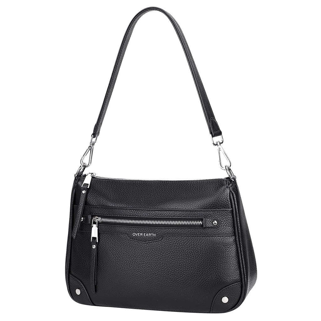 Over Earth Soft Genuine Leather Crossbody Bags for Women Medium Shoulder Purses Hobo Handbags with Multi Pockets