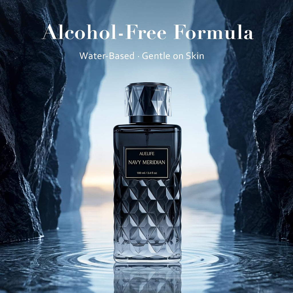 Auelife Cologne for Men, Alcohol-Free Long Lasting Perfume Fragrance, Fresh Lemon Citrus & Marine Scent with Cedar, Patchouli & Musk, 100ml / 3.4 Fl Oz, Daily Wear, Father’s Day Gift (NAVY MERIDIAN)