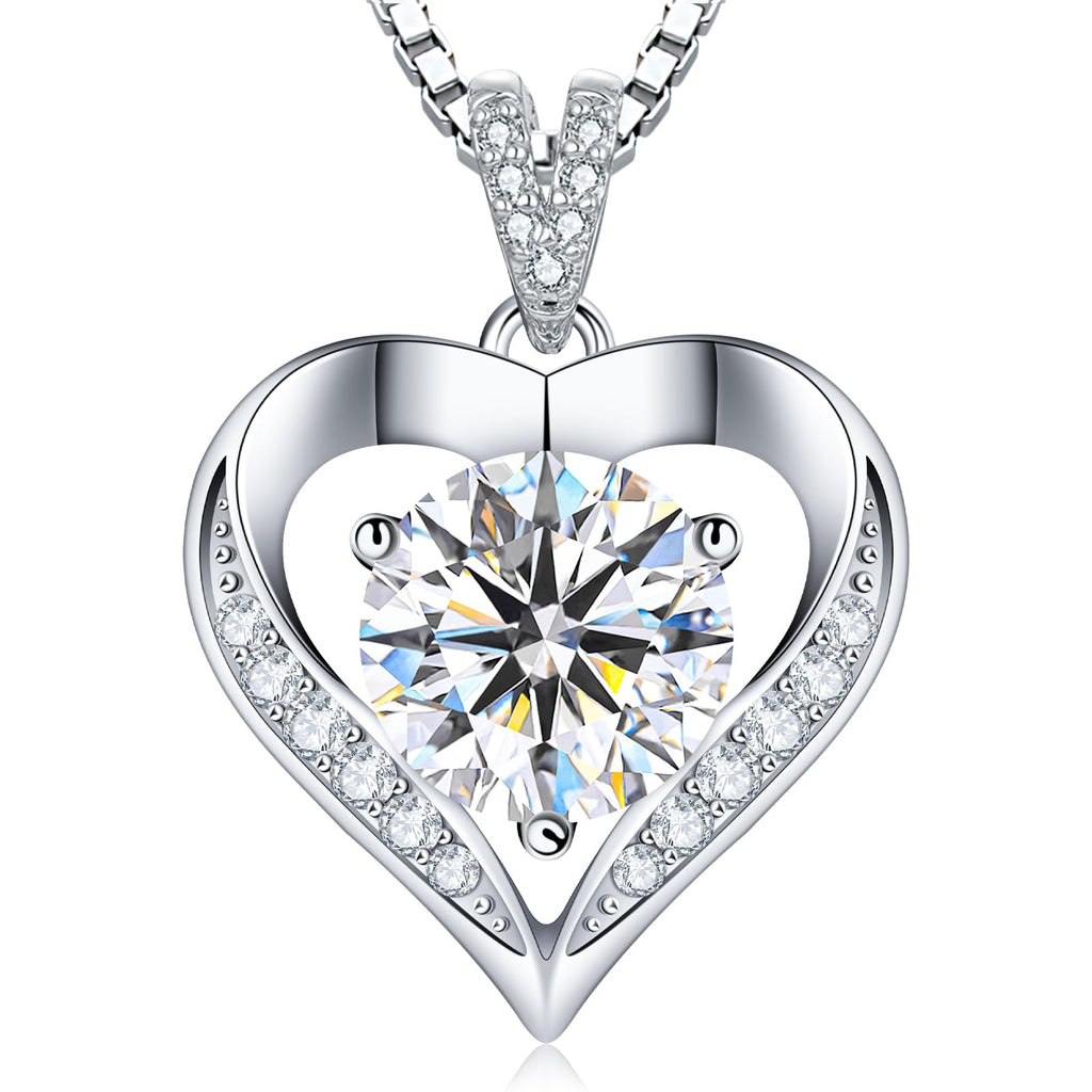Luxury Moissanite Heart Necklace for Women – 925 Sterling Silver Heart Pendant, Sparkling Jewelry Gift for Wife, Girlfriend, Mom & Daughter