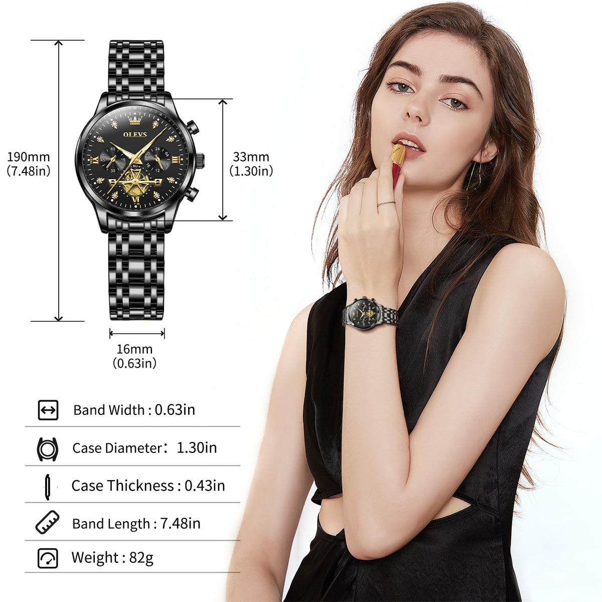 OLEVS Watch Women Silver Watches for Women Luxury for Small Wrists Dress Stainless Steel Women's Wrist Watches Easy to Read Reloj para Mujer Black/Blue/Gold/Green/Pink/Purple