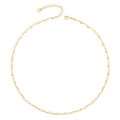 Aobei Pearl 18K Gold Plated Paperclip Chain Choker Satellite Chain Freshwater Cultured Biwa Pearl Pendant Necklace Dainty Turquoise Jewelry for Women