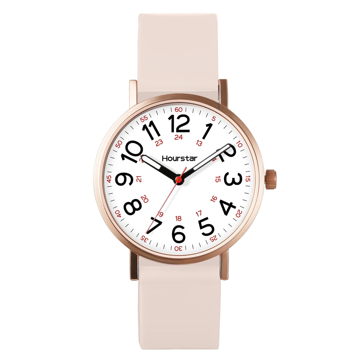 Women's Analog Nurse Watch with Second Hand for Nursing, 12/24 Time, Silicone Band, Easy Read