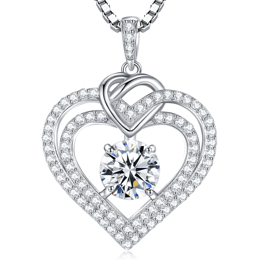 Luxury Moissanite Heart Necklace for Women – 925 Sterling Silver Heart Pendant, Sparkling Jewelry Gift for Wife, Girlfriend, Mom & Daughter