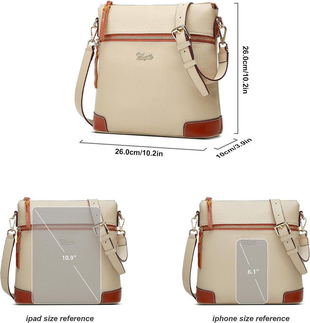 BOYATU Leather Crossbody Bag for Women: Designer Shoulder Purse for Travel - Trendy Genuine Leather Handbag for Everyday