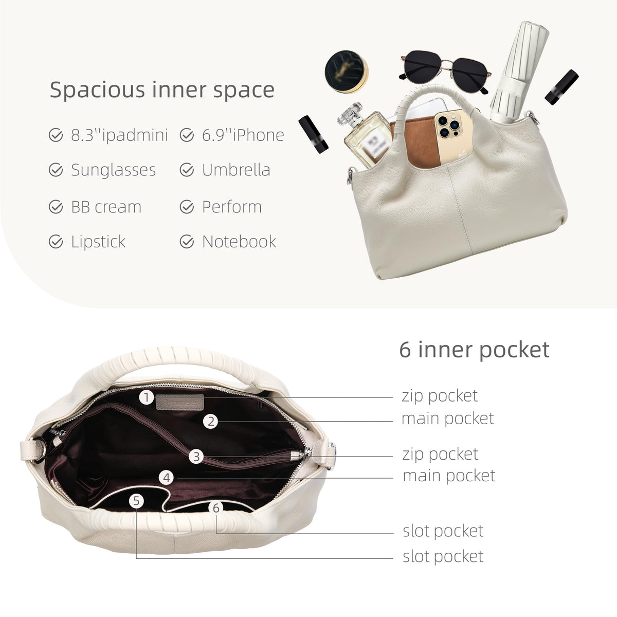 Iswee Leather Satchel Women Purse and Handbag Crossbody Shoulder Bag Hobo | Genuine Cowhide Leather Tote Top Handle Bag Soft & Durable Medium Size Bags with Detachable Multiple Pocketbooks Trendy