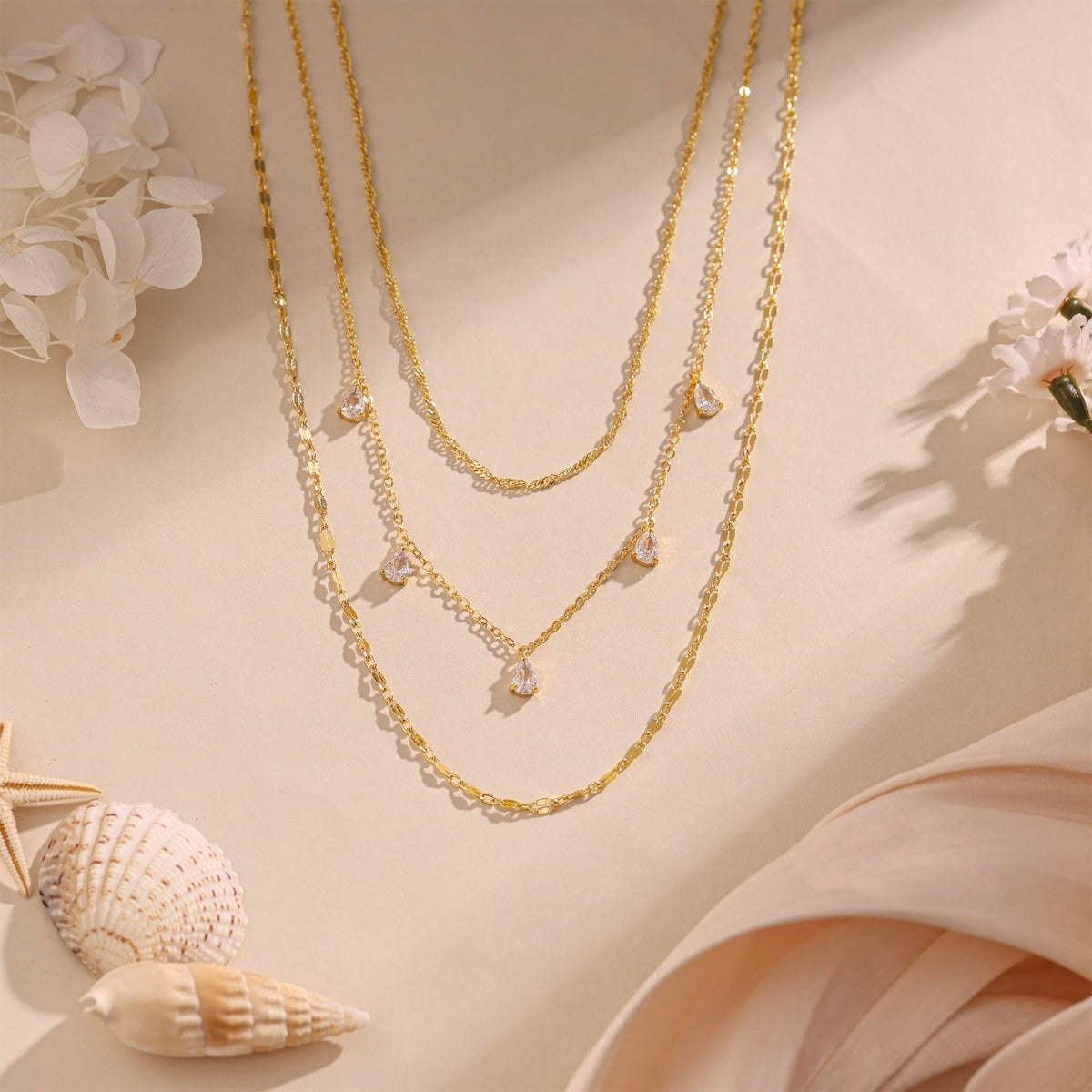 Layered Necklaces for Women, Dainty 14K Gold Plated Circle Peadant Chain Necklace Set Simple Paperclip Stacked Necklaces for Women Trendy Gold Jewelry