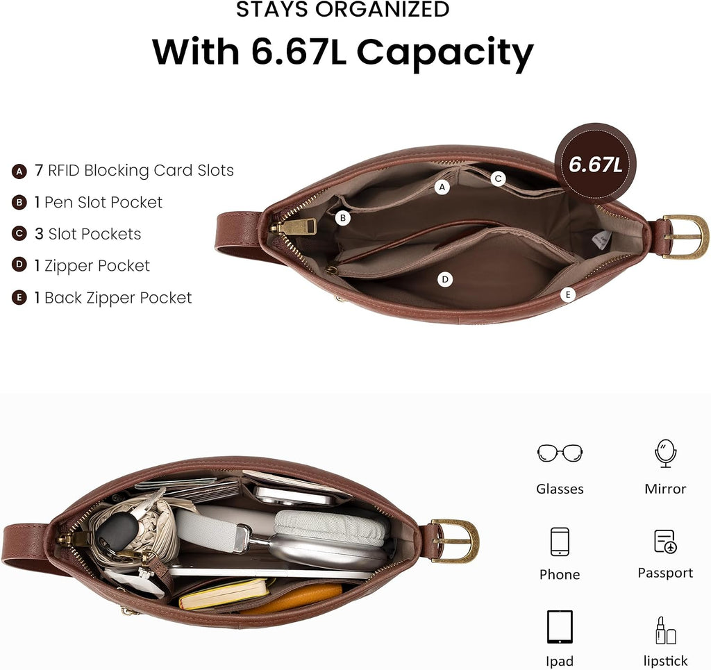 befen Genuine Leather Purses for Women, RFID Medium Leather Crossbody Bags Shoulder Purse Handbags