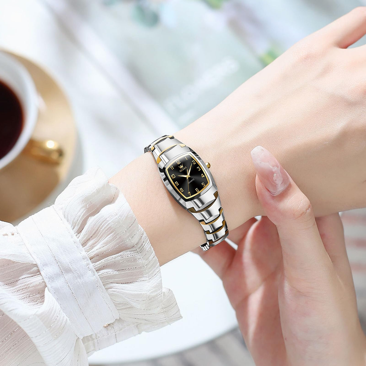 OLEVS Watch Women Luxury Dainty Vintage Square/Round Small Watches for Women Waterproof Stainless Steel Analog Women's Watches with Day Date Fashion Dress Easy Read Female Watch Reloj para Mujer