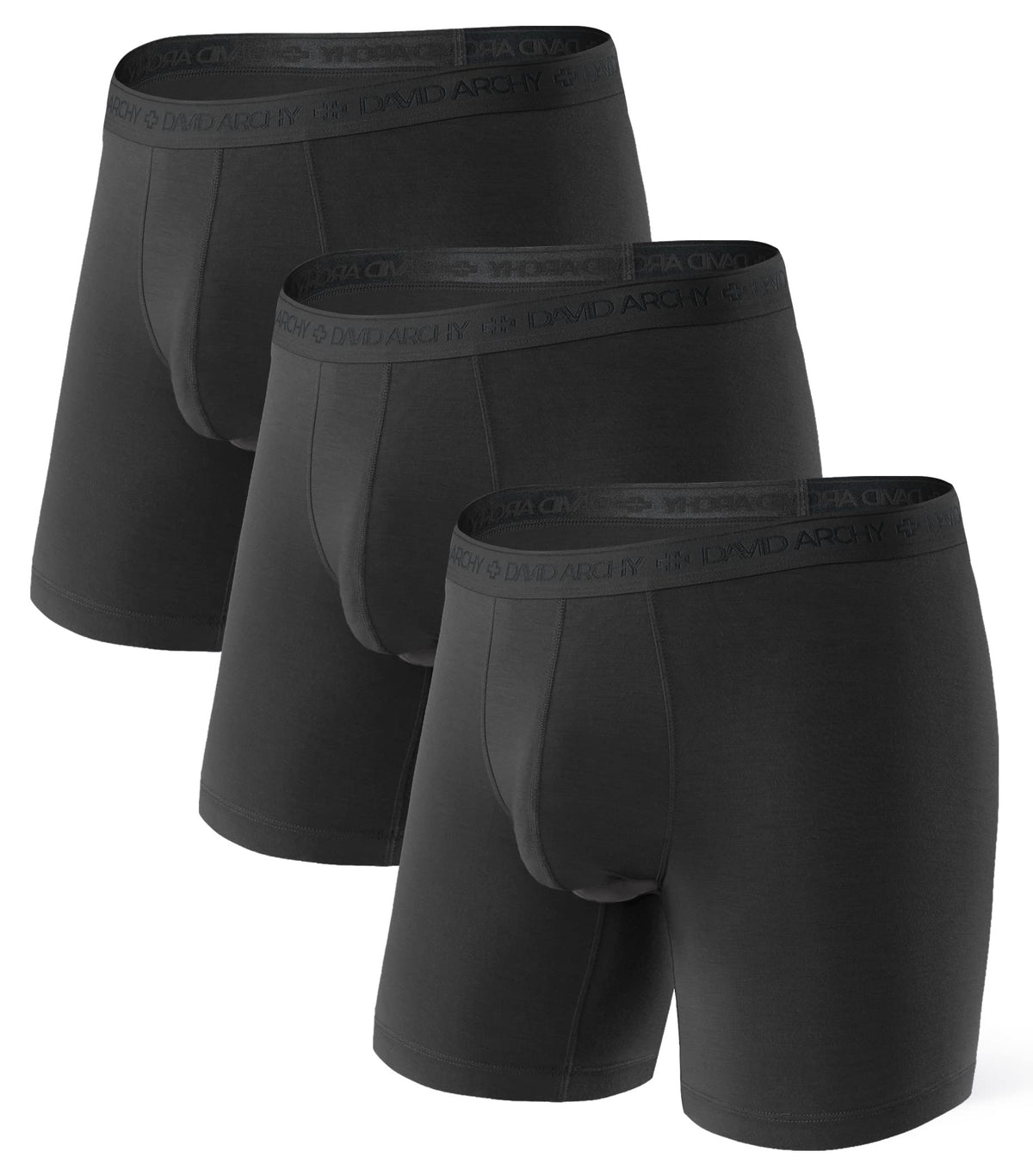 DAVID ARCHY Men's Underwear Modal Boxer Briefs Trunks Multi-Pack | Dual Pouch with Fly, Ultra Soft Second Skin Feel, Breathable Stretch Spandex, Anti Chafing, Daily Lounging Work Travel