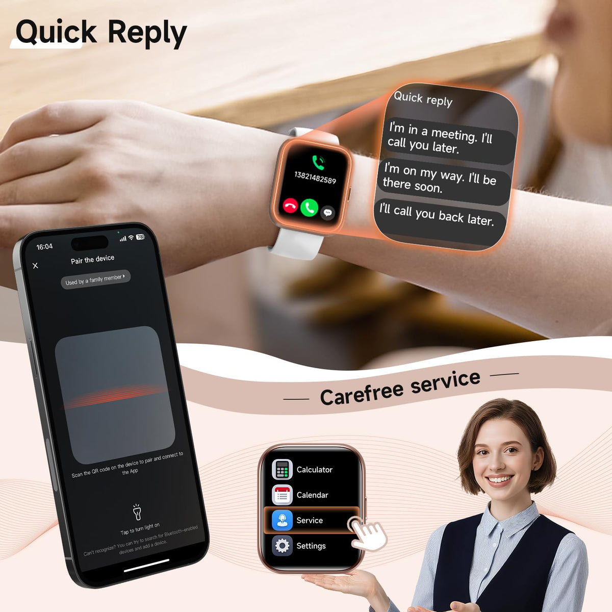 Smart Watches for Women, 1.8" Touch Screen Fitness Tracker for Android & iPhone, Answer/Make Calls, Alexa Built-in, Heart Rate/Sleep/SpO2 Monitor Smartwatch, IP68 Waterproof 101+ Sport Modes, 2 Bands