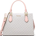 Michael Kors Marilyn Medium Satchel, Gold-Tone Hardware/MK Signature/Powder Blush Multi