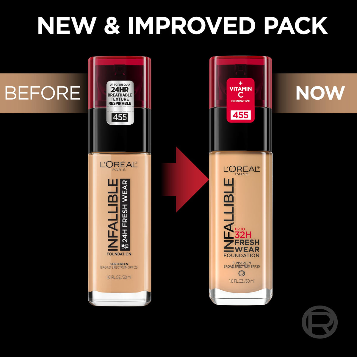 L'Oreal Paris Makeup Infallible Up to 32 Hour Fresh Wear Lightweight Foundation, 405 Porcelain, 1 Fl Oz, Packaging May Vary