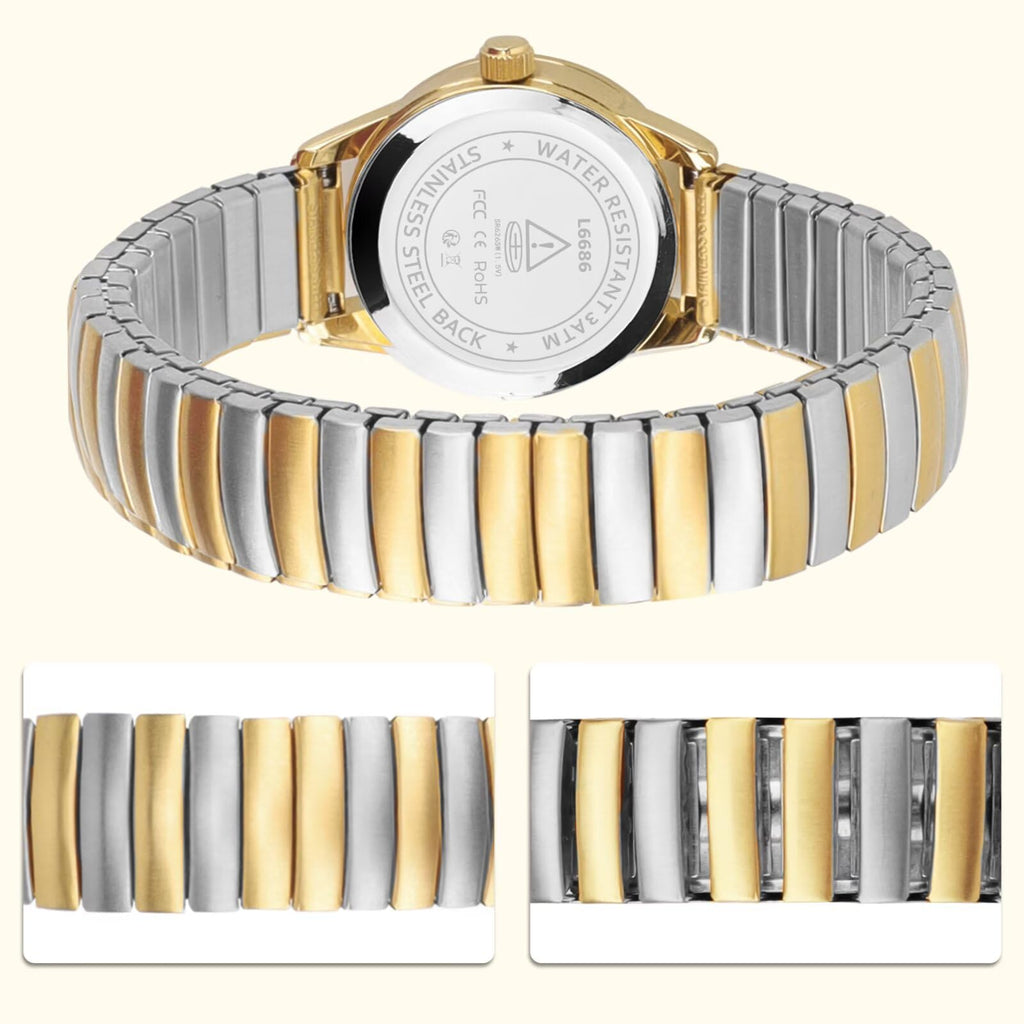Elegant Gold Watches for Women Small Analog Watch, Waterproof Ladies Watches with Stainless Steel Expansion Band and Luminous Dial - Fashionable Christmas & Birthday Gifts for Women