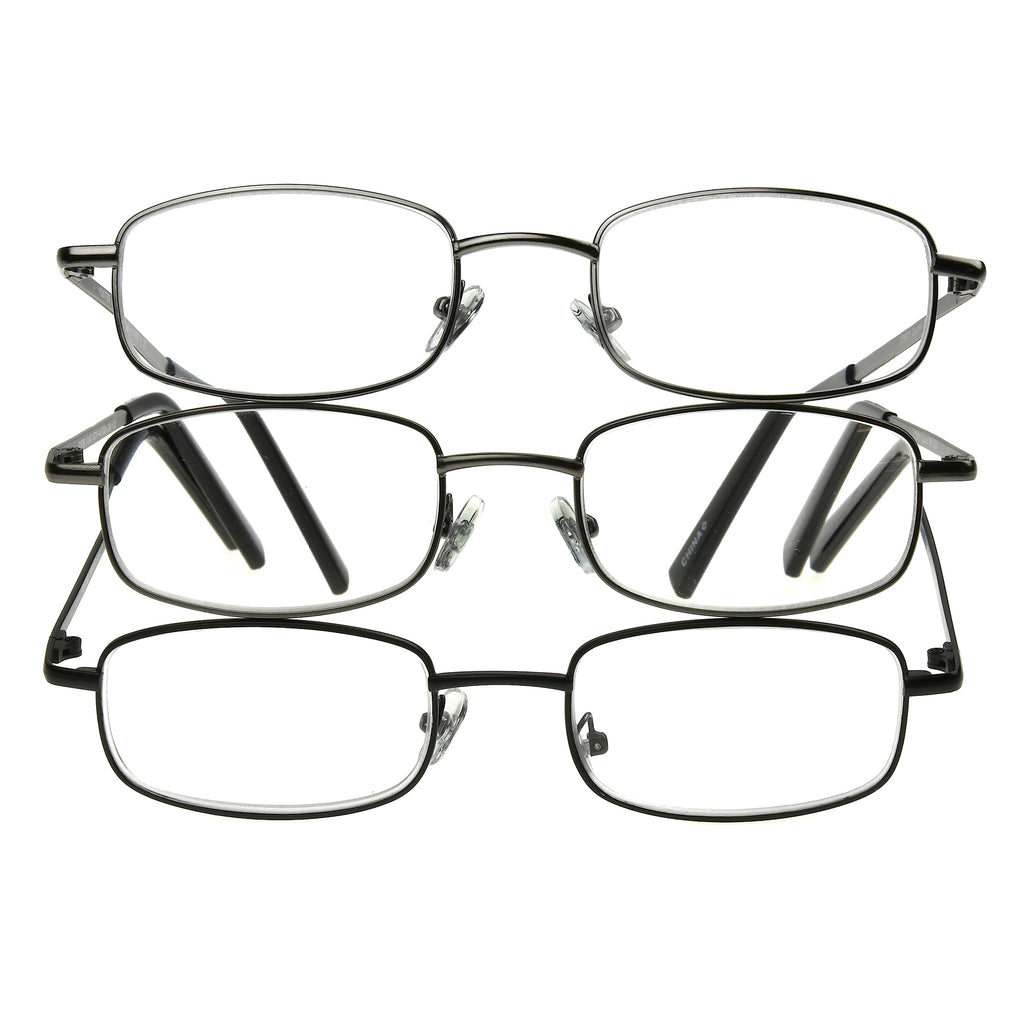 Foster Grant Men's Council Rectangular Reading Glasses, Gunmetal and Black, 3 Pack, 1.25xFoster Grant Men's Council Rectangular Reading Glasses, Gunmetal and Black, 3 Pac…