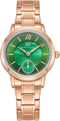 Kenneth Scott Women's Analog Watch 29mm Green Dial Rose Gold Stainless Steel