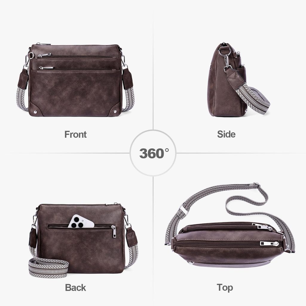 Crossbody Bags for Women Rfid Travel Crossbody Purses Leather Handbags Medium Shoulder bag with Adjustable Strap
