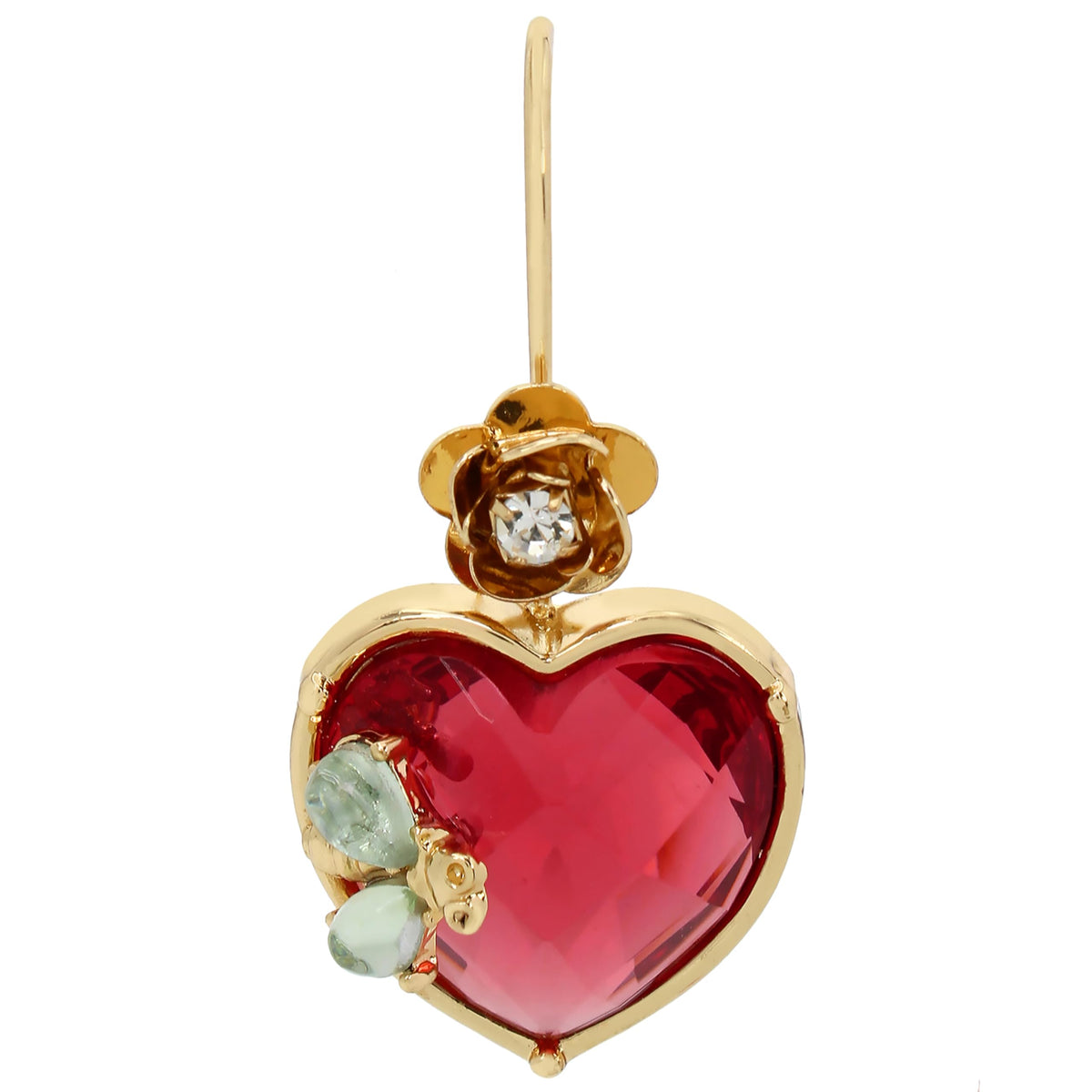 Betsey Johnson Womens Stone Heart Dangle Earrings