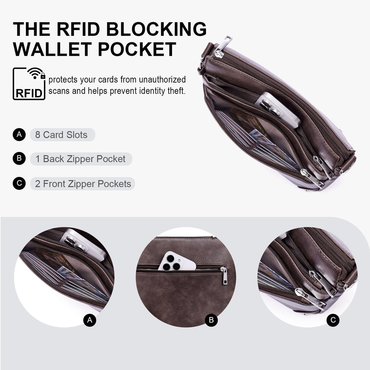 Crossbody Bags for Women Rfid Travel Crossbody Purses Leather Handbags Medium Shoulder bag with Adjustable Strap