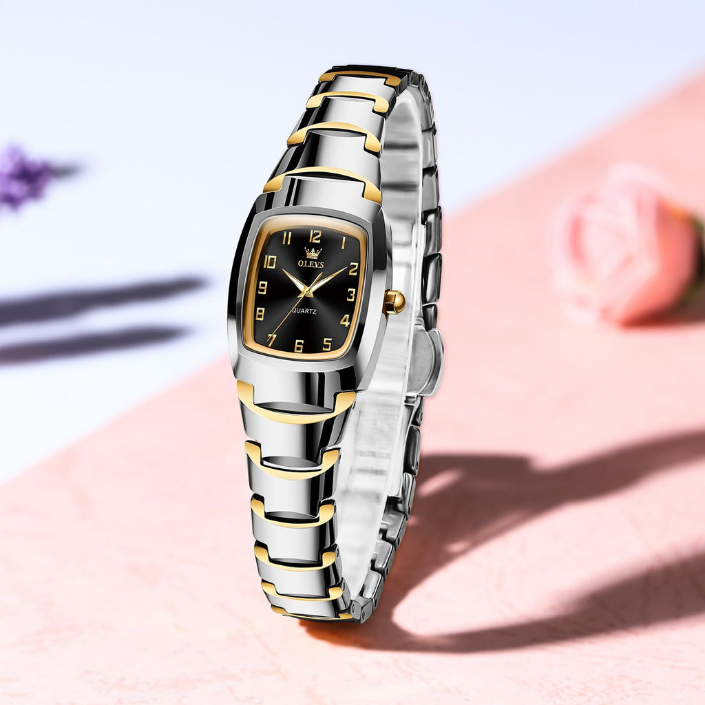 OLEVS Watch Women Luxury Dainty Vintage Square/Round Small Watches for Women Waterproof Stainless Steel Analog Women's Watches with Day Date Fashion Dress Easy Read Female Watch Reloj para Mujer