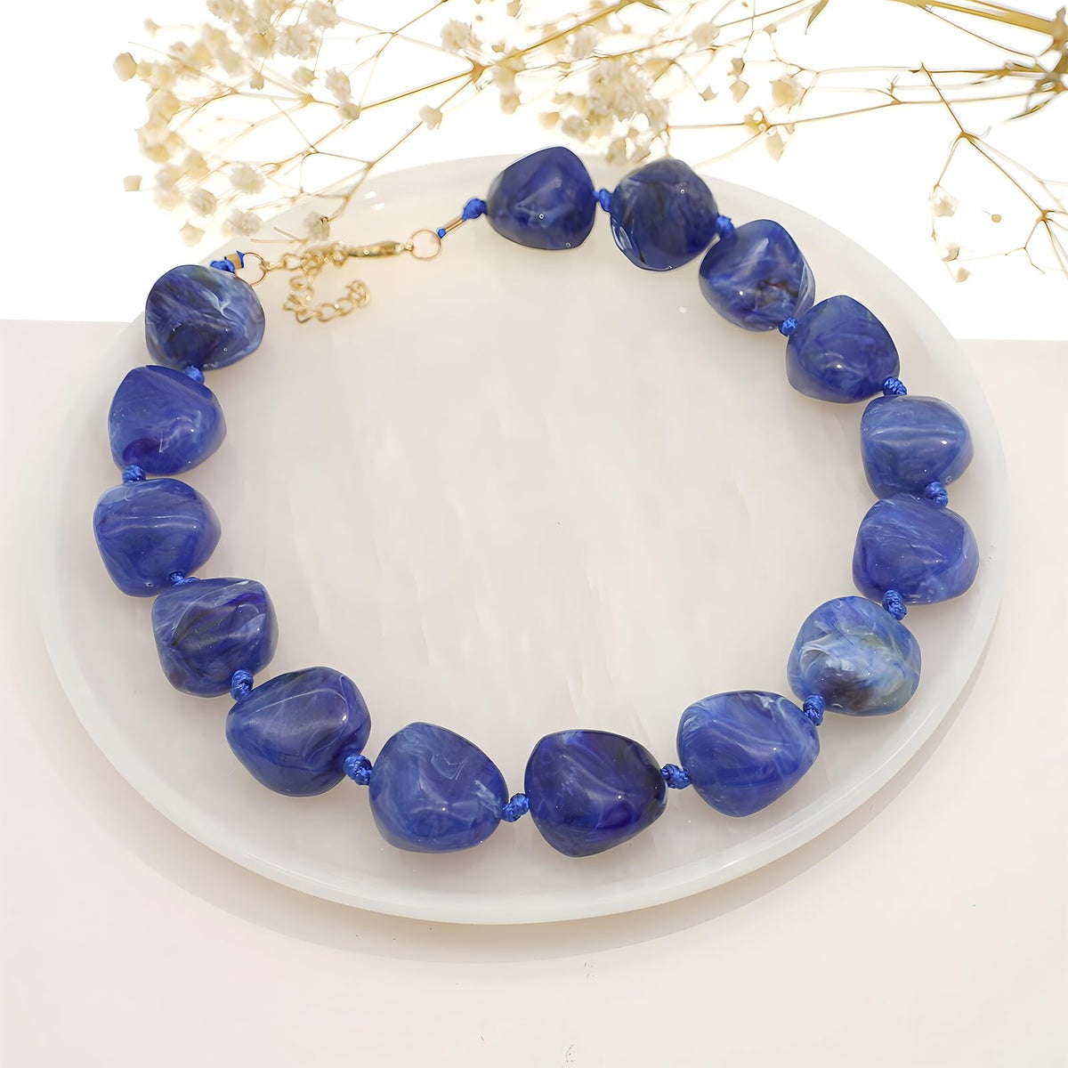 We We Chunky Colorful Beaded Necklace for Women Large Boho Statement Bead Chokers Necklaces Turquoise Blue Big Beads Jewelry Neck Summer Beach