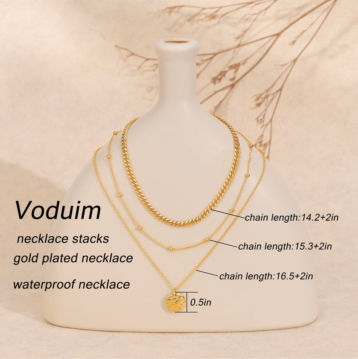 Layered Necklaces for Women, Dainty 14K Gold Plated Circle Peadant Chain Necklace Set Simple Paperclip Stacked Necklaces for Women Trendy Gold Jewelry