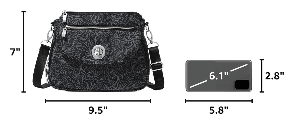 Baggallini Calais Crossbody Bags for Women 10x7 Lightweight Water-Resistant Travel Purse, RFID & Interior Organization