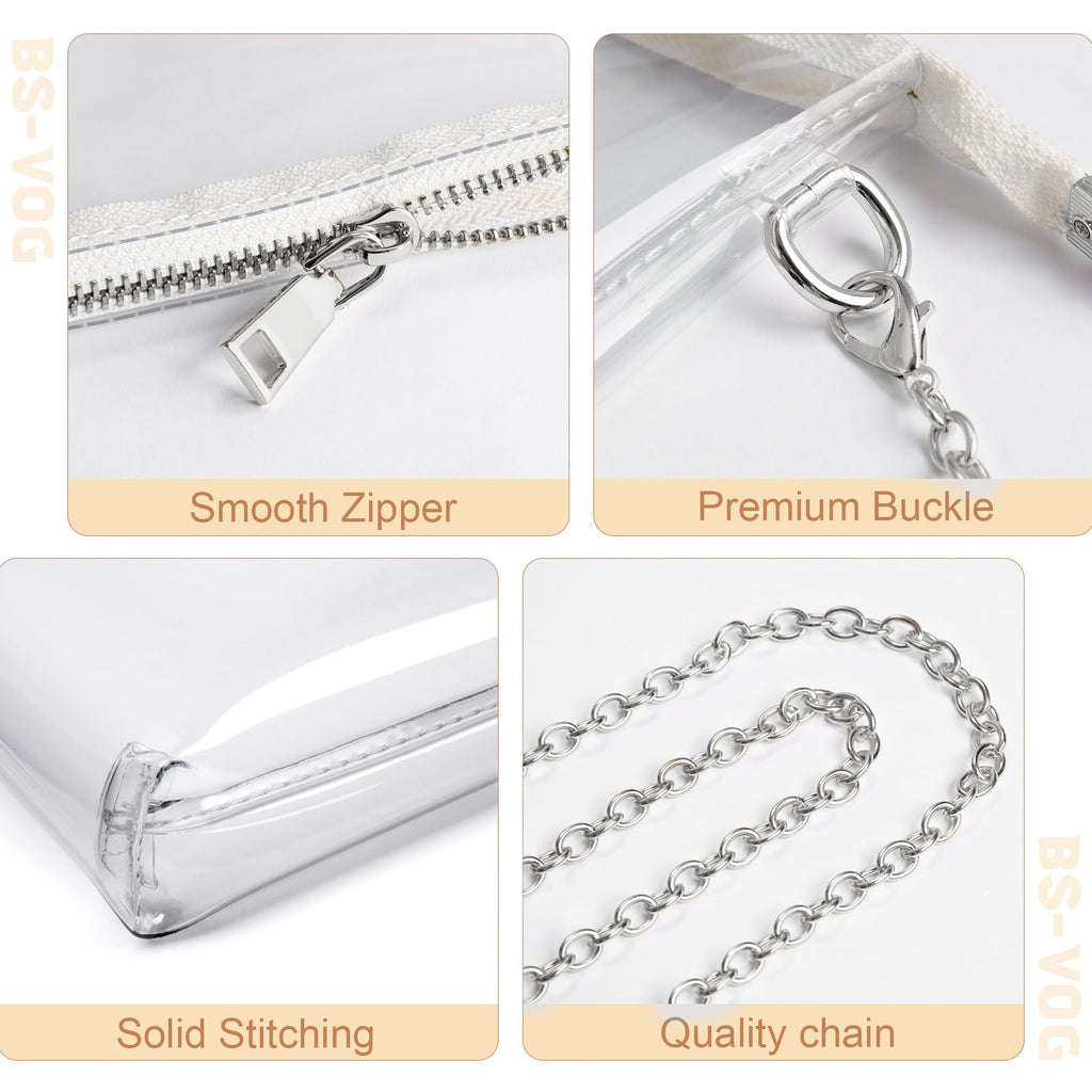 BS-VOG Clear Purse for Women - Stadium Approved Small Crossbody Bag with Zipper, Clear Stadium Bag for Concerts, Sports