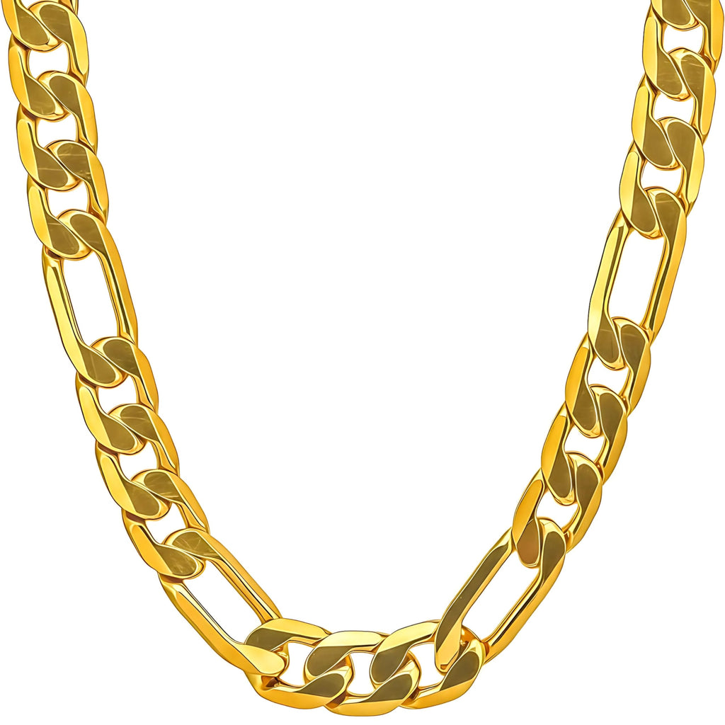 Premium 18K Gold-Plated Figaro Chain Necklace – Stainless Steel | Waterproof & Tarnish Resistant