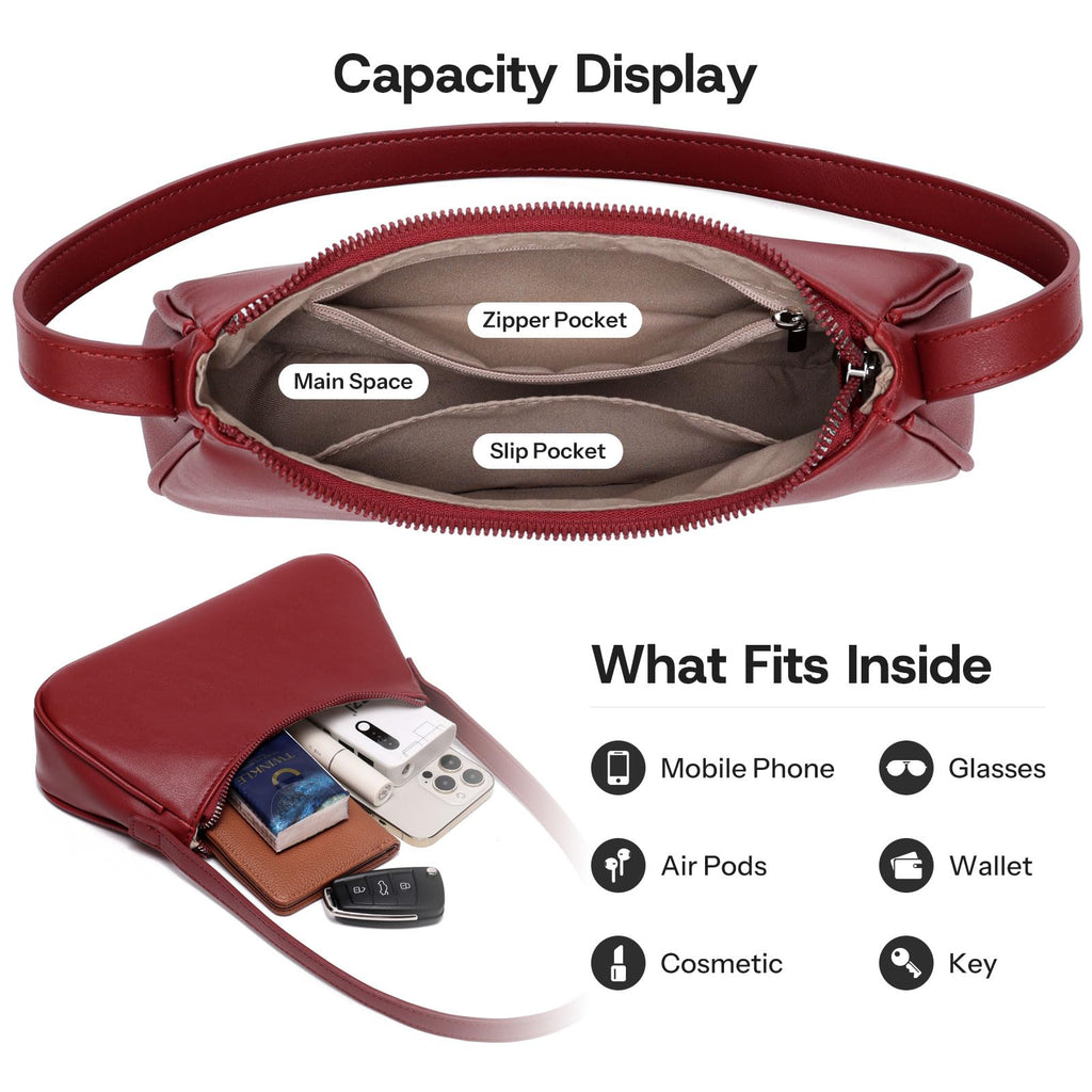 Small Shoulder Bag for Women Cute Mini Purse Trendy Vegan Leather Y2k Crescent Handbag