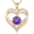 Personalized Double Heart Birthstone Necklace for Women – Sterling Silver Gift