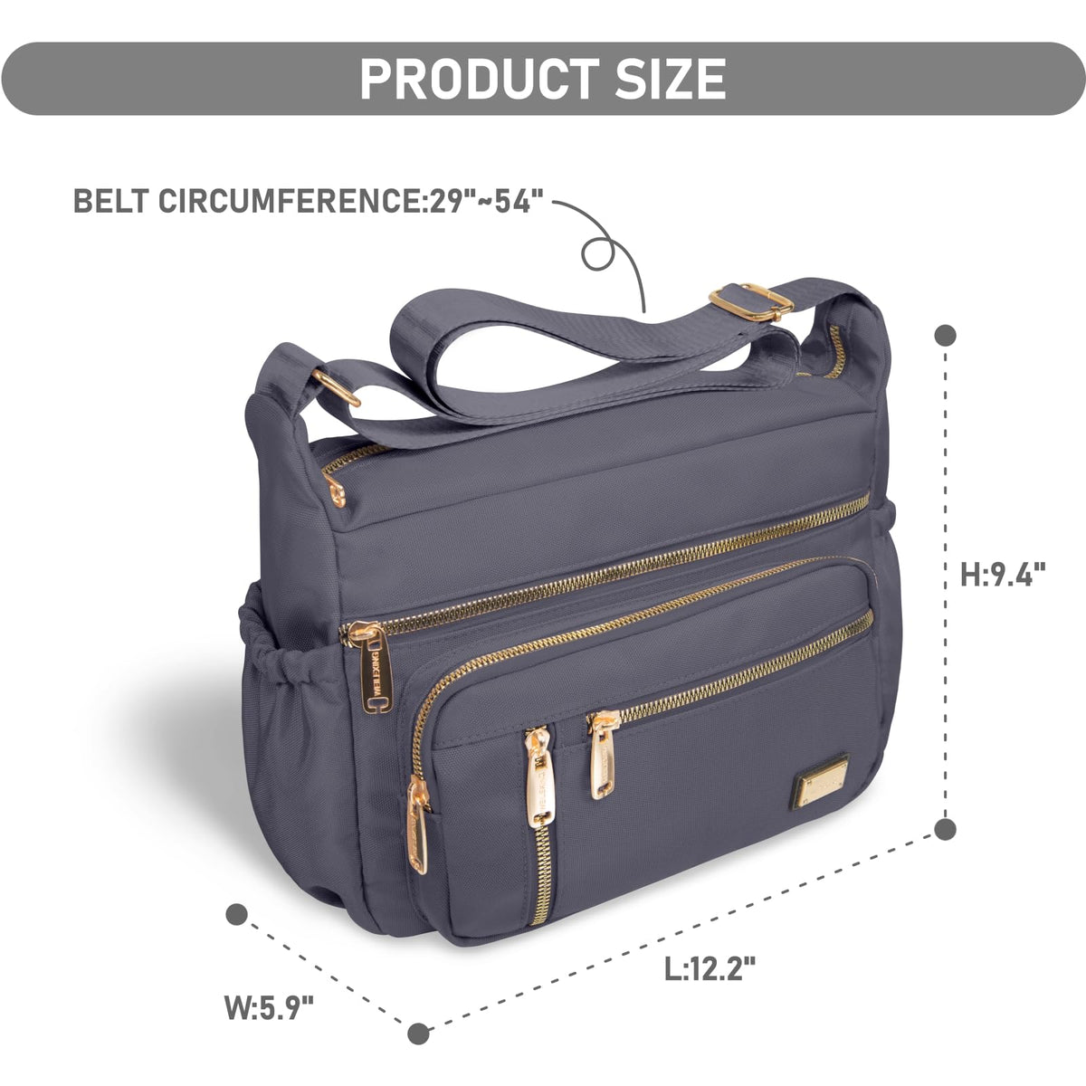 NPBAG Crossbody Bag for Women, Shoulder Purse Handbag Messenger Bag, Trendy Pocketbooks, Waterproof and Multi-Pockets