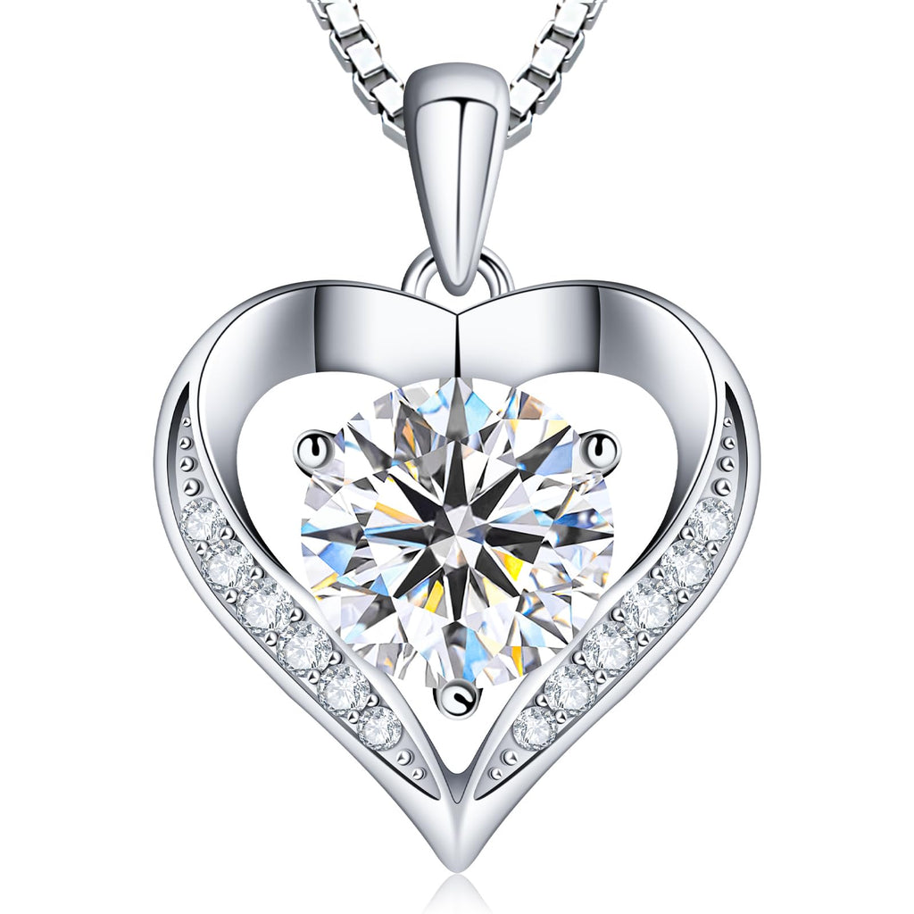 Luxury Moissanite Heart Necklace for Women – 925 Sterling Silver Heart Pendant, Sparkling Jewelry Gift for Wife, Girlfriend, Mom & Daughter