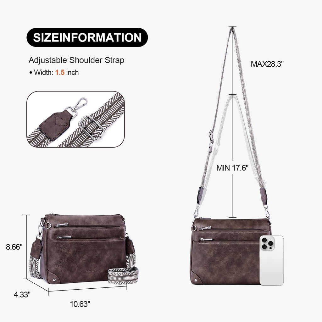 Crossbody Bags for Women Rfid Travel Crossbody Purses Leather Handbags Medium Shoulder bag with Adjustable Strap