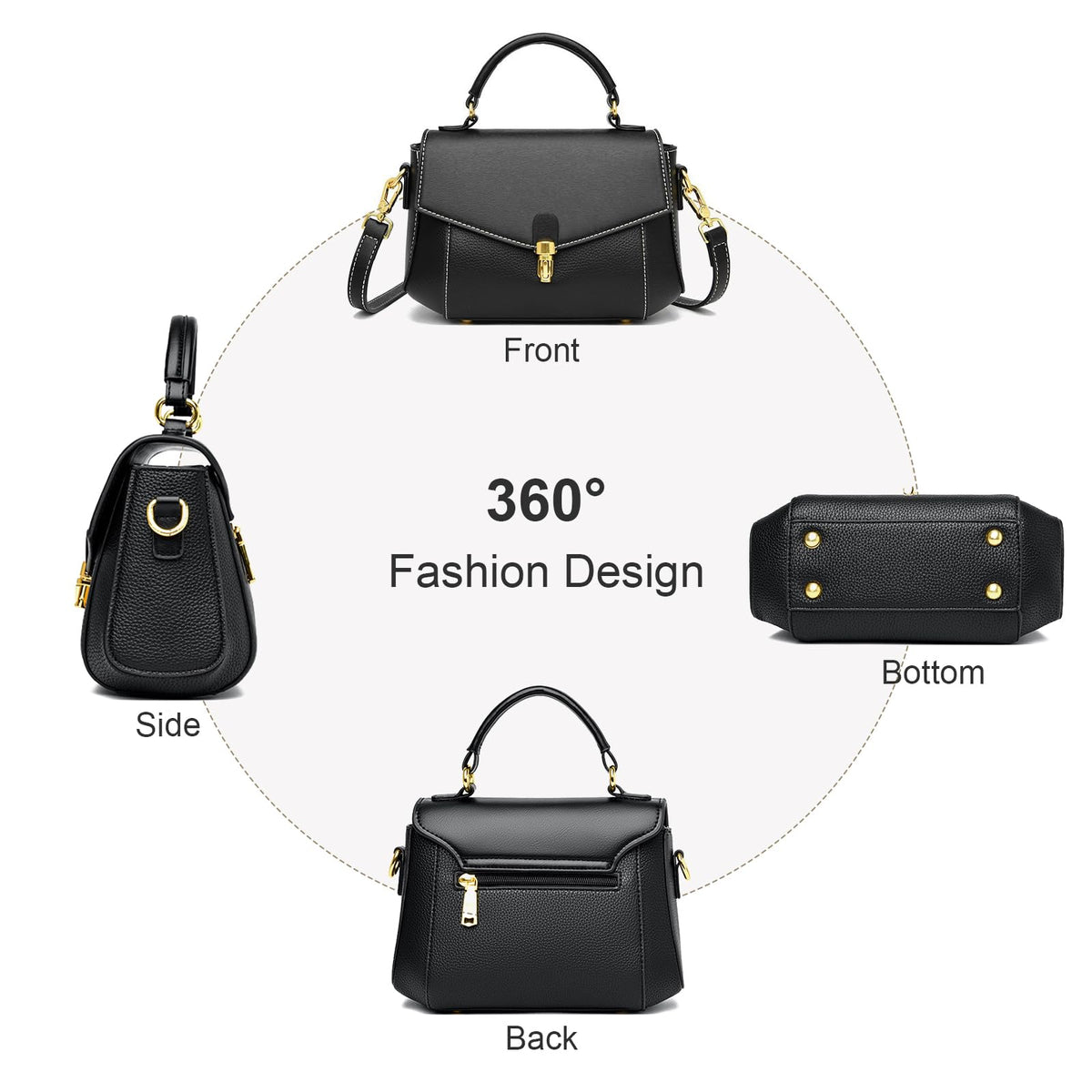 imeetu Crossbody Bags for Women, Leather Shoulder Bag, Purses and Handbags | Genuine Leather Womens Crossbody Purse, Structure Shoulder Purse with Top Handle & 2 Straps for 3 Styles, Travel, Daily, Gift