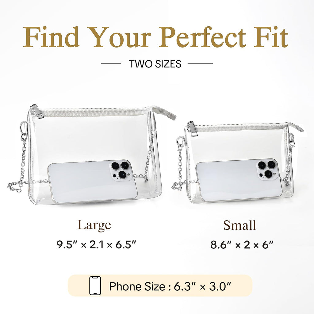 BS-VOG Clear Purse for Women - Stadium Approved Small Crossbody Bag with Zipper, Clear Stadium Bag for Concerts, Sports
